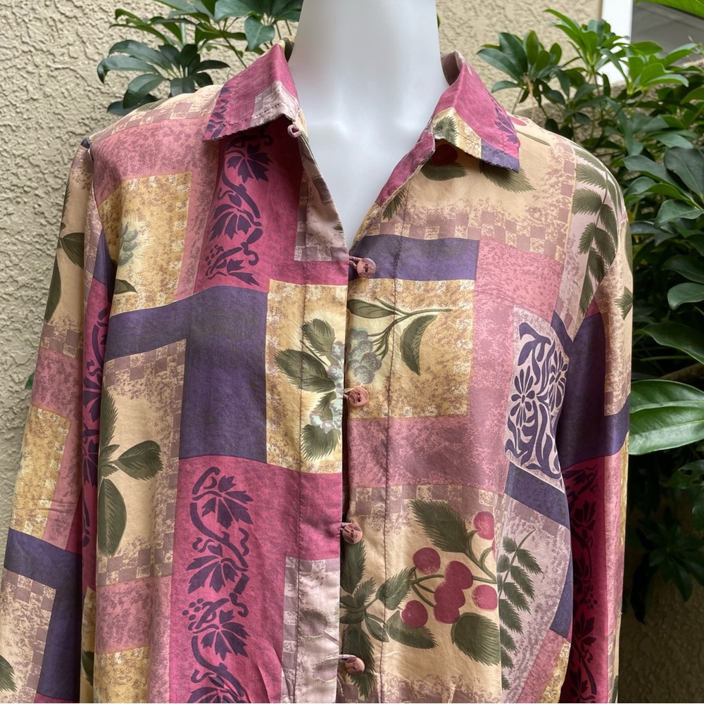 Vintage multicolored Stunt silk oversized blouse
